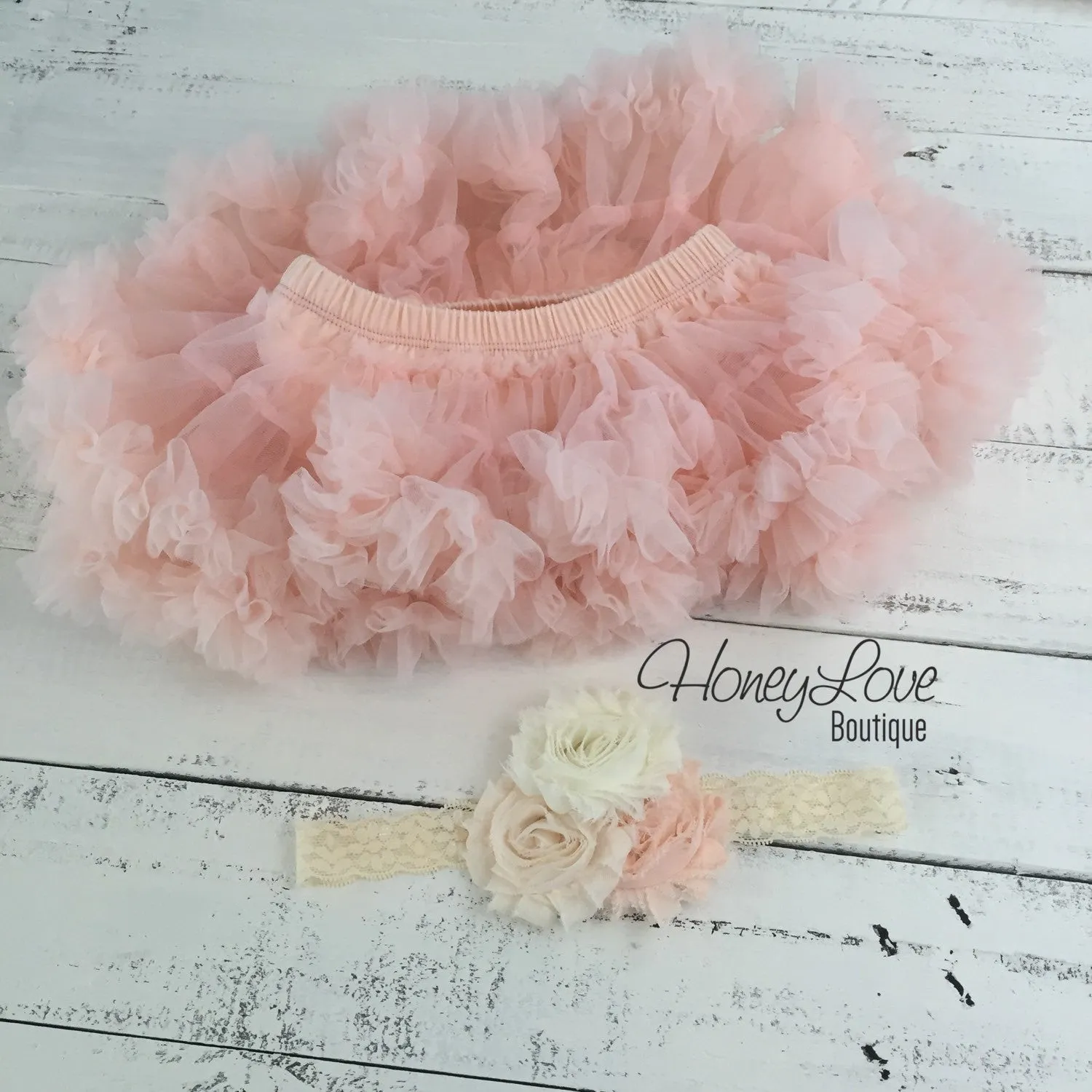 1st Birthday Outfit - Peach and Ivory