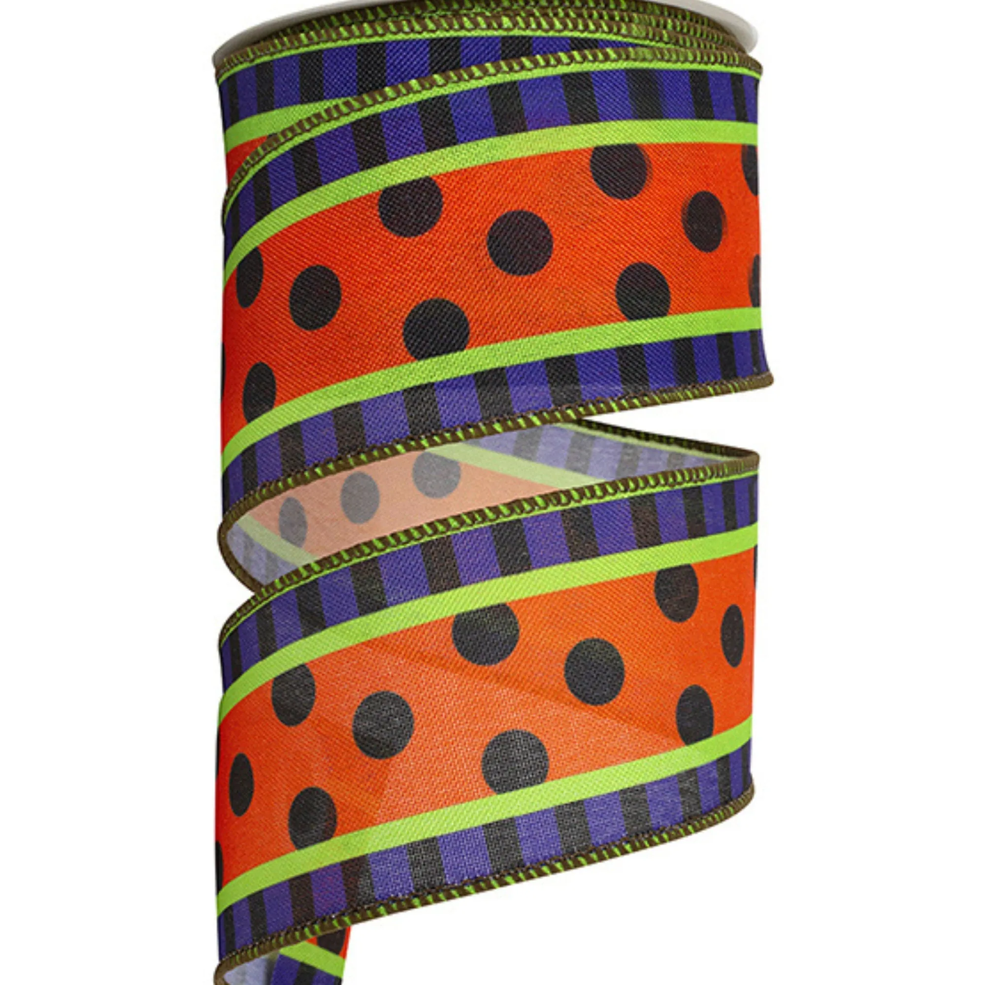 2.5" Halloween RIbbon, Polka dot and Stripes Ribbon