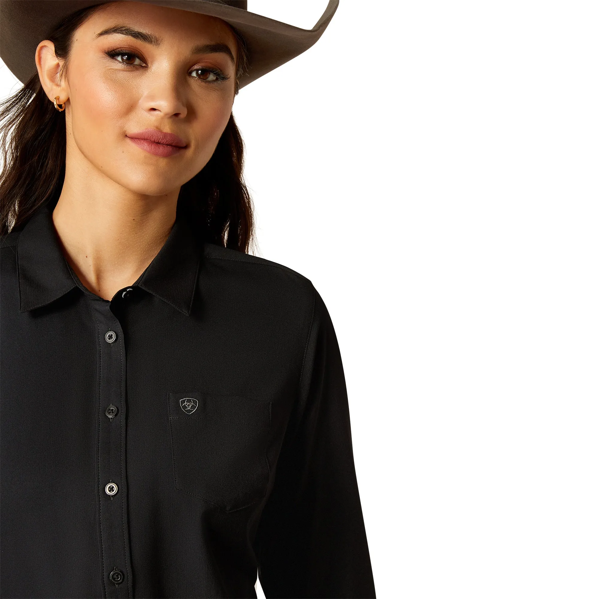 Ariat Ladies Kirby Pro Solid Black Button Up Shirt 10052132