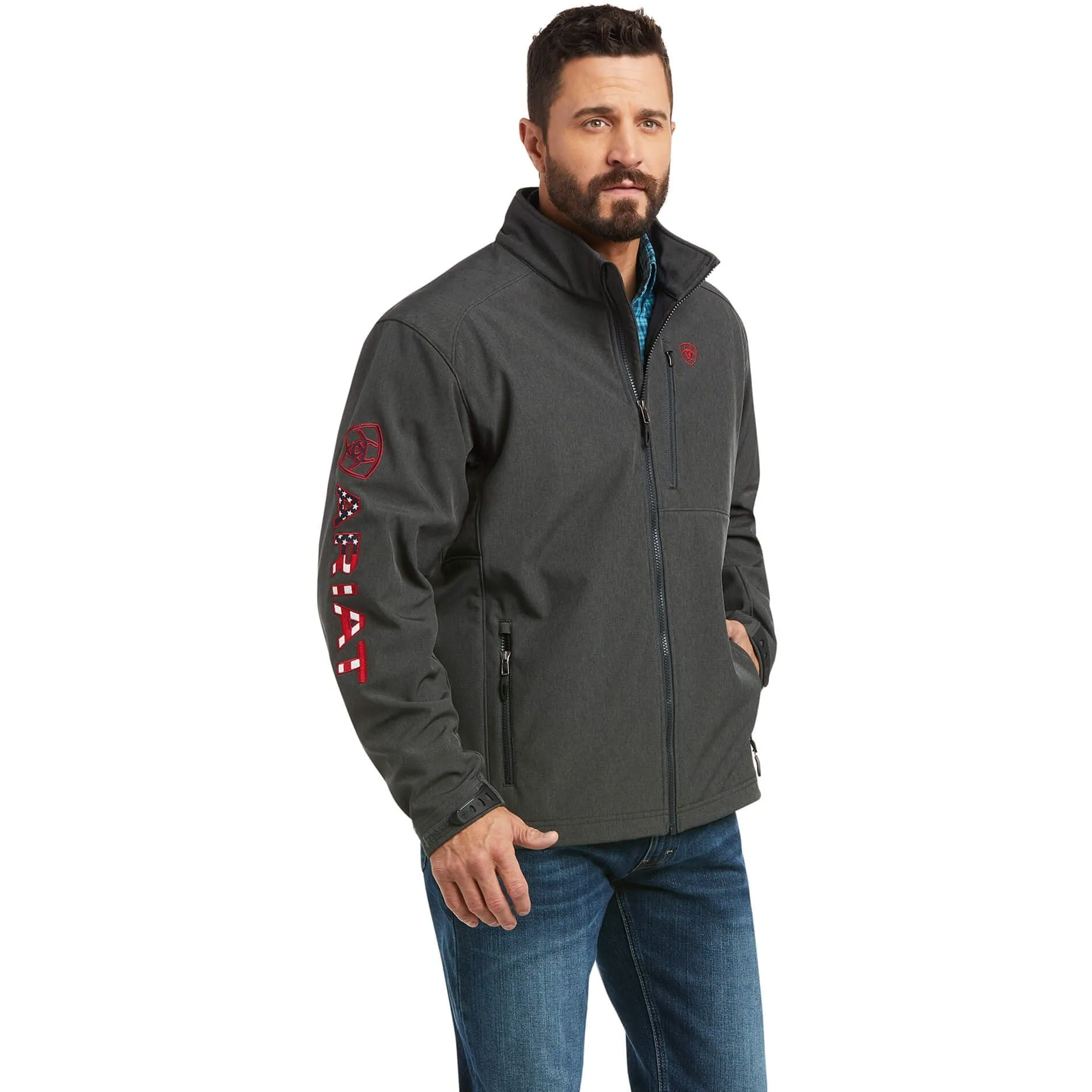 Ariat Men's Charcoal Americana Logo 2.0 Softshell Jacket