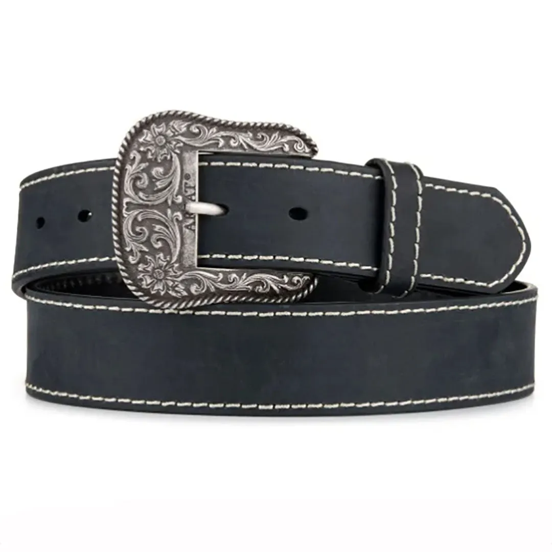 Ariat Women's Fashion Distress Black Leather Belt