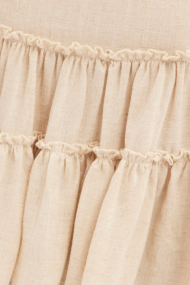 Beige Ruffle Tiered Top