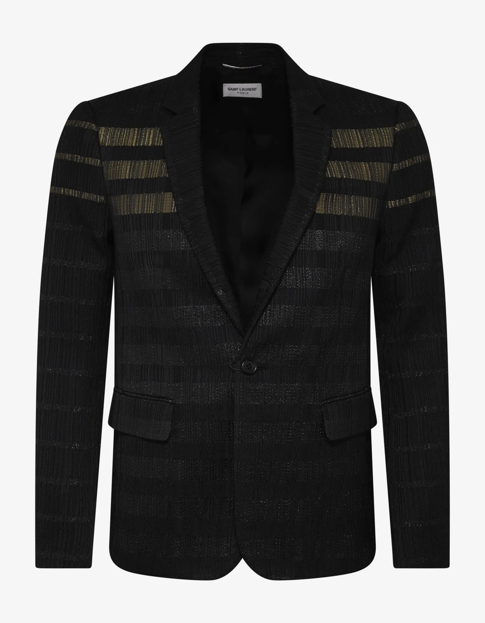 Black Glitter Stripe Wool-Blend Blazer