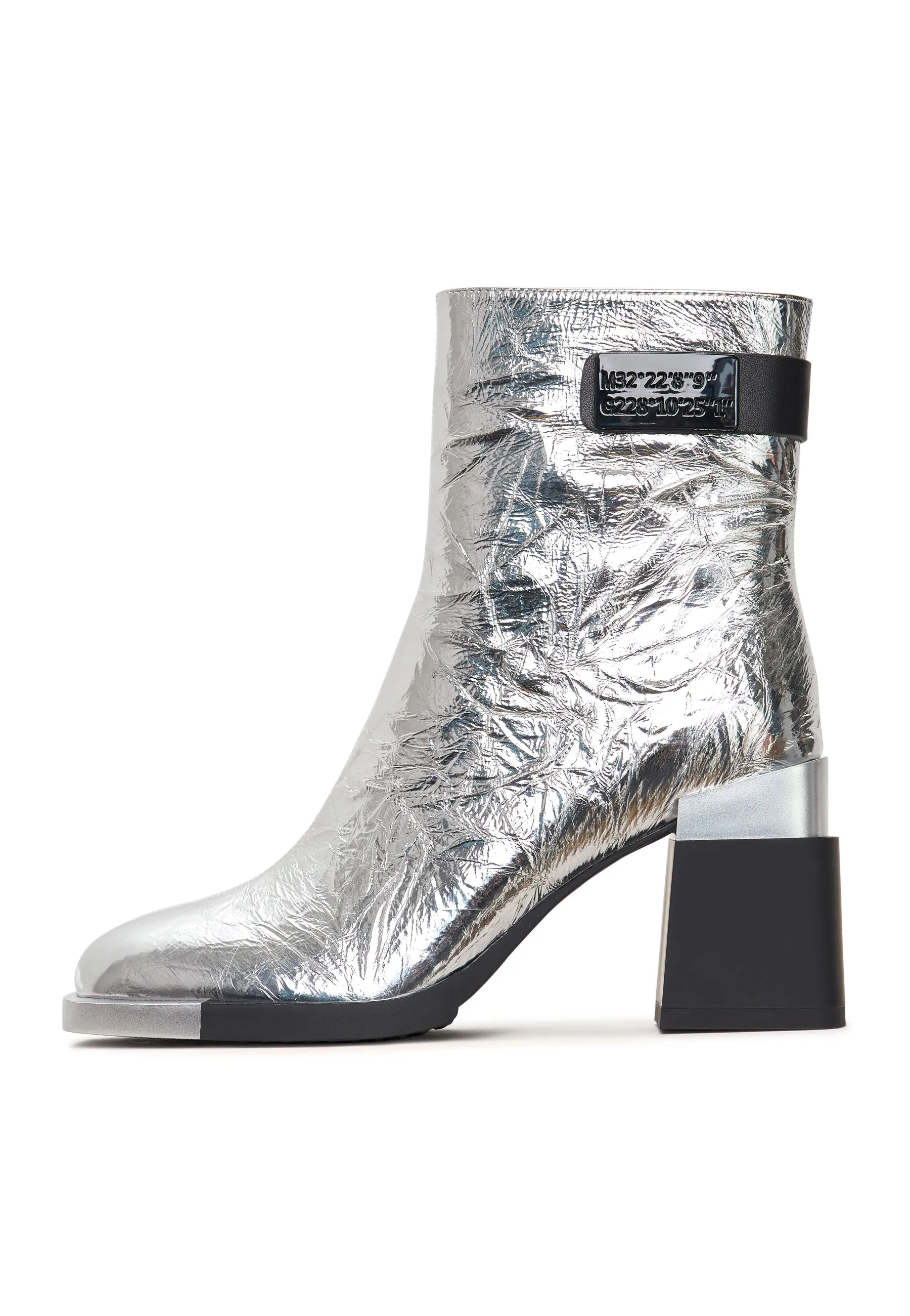 Block Heel Ankle Boots Dita - Silver