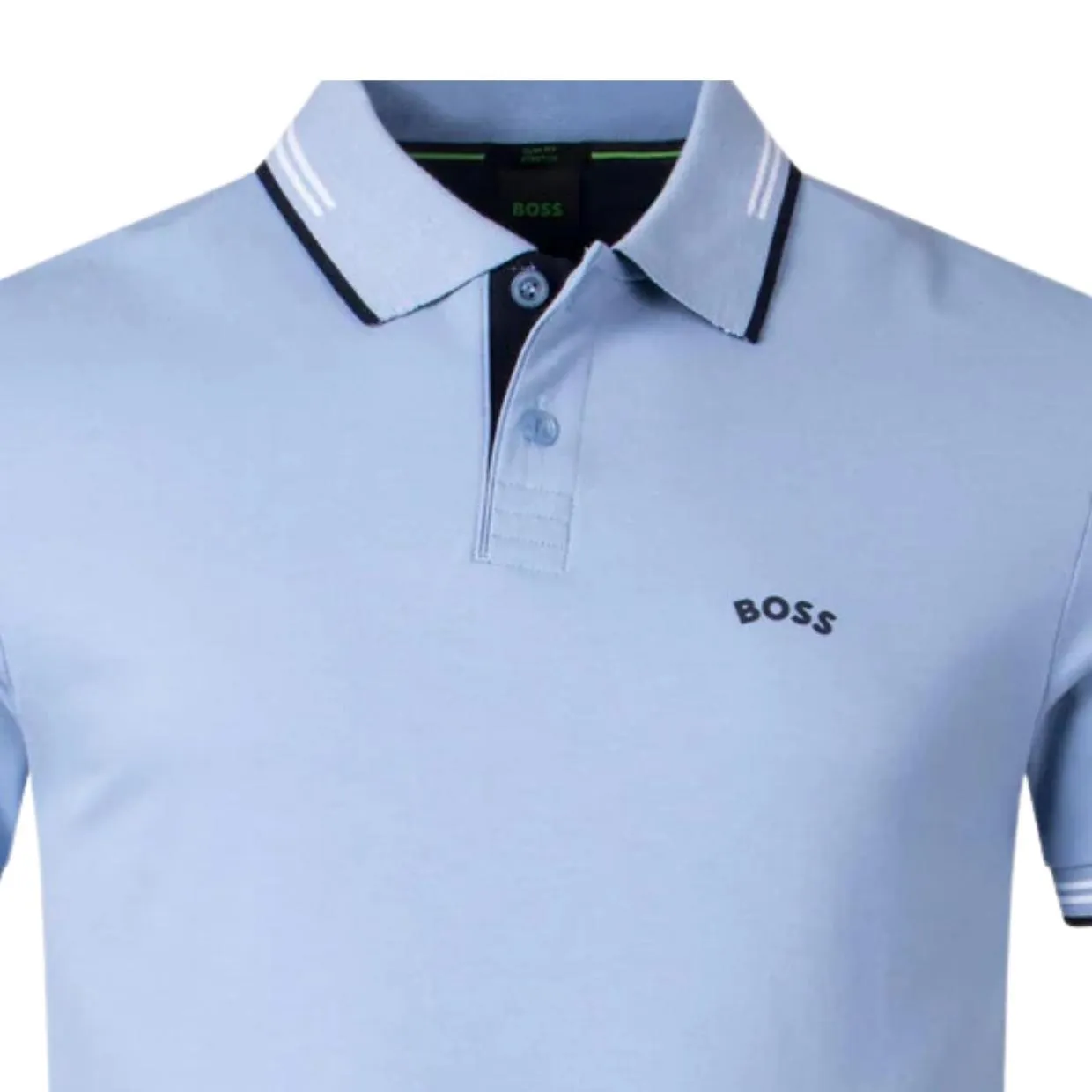 BOSS Paul Curved Logo Blue Polo Short