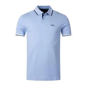 BOSS Paul Curved Logo Blue Polo Short