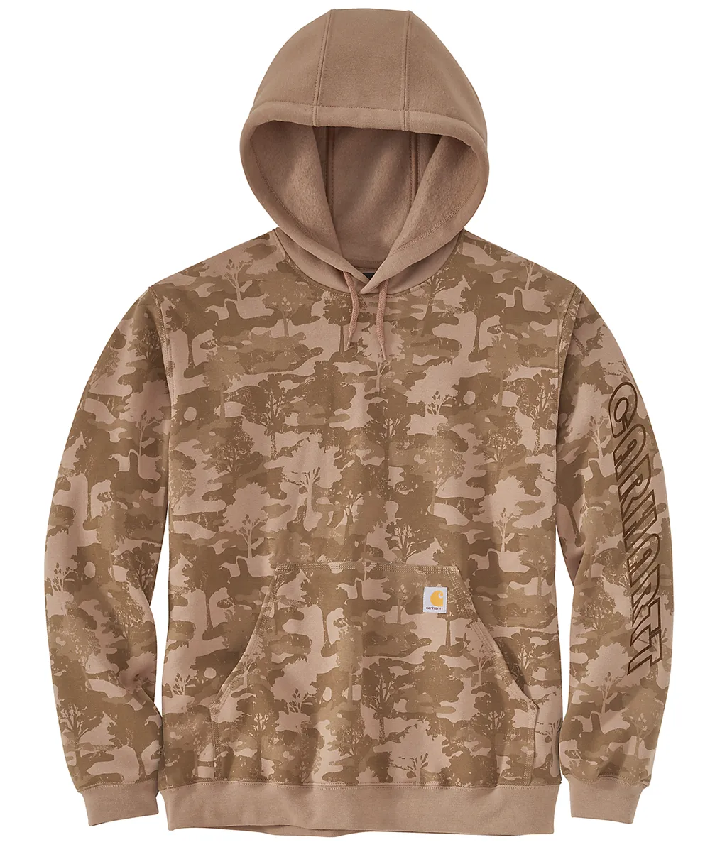 Carhartt Men's Camo Logo Hooded Sweatshirt - Flaxseed Tree Camo