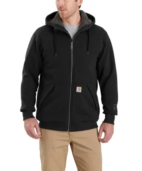 Carhartt Rain Defender Rockland Sherpa-Lined Full-Zip Hooded Sweatshirt - Black