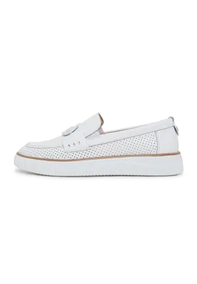 Casual Leather Platform Loafers - White