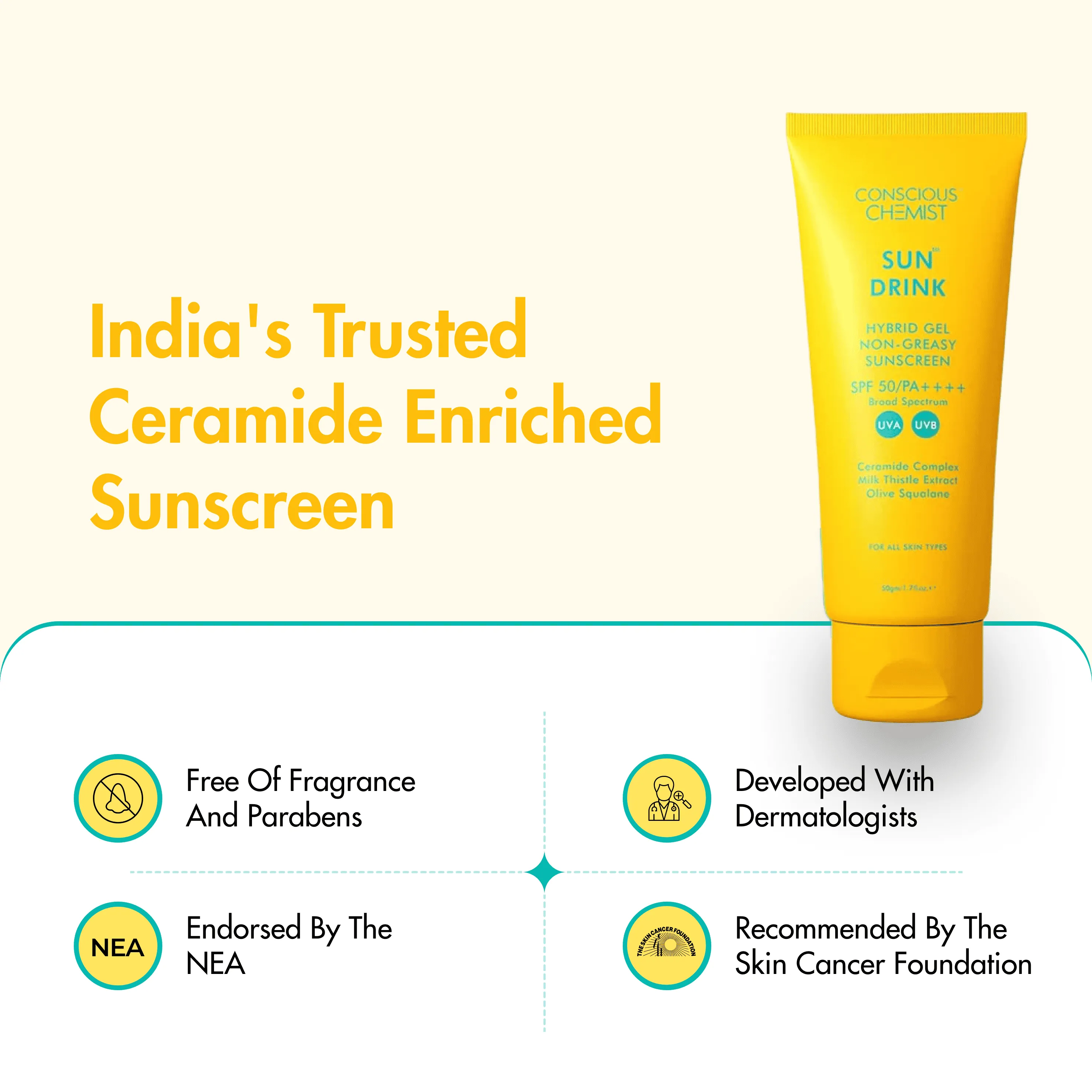 Ceramide Sunscreen | Dewy & Lightweight | SPF50 PA     | Oil-Free