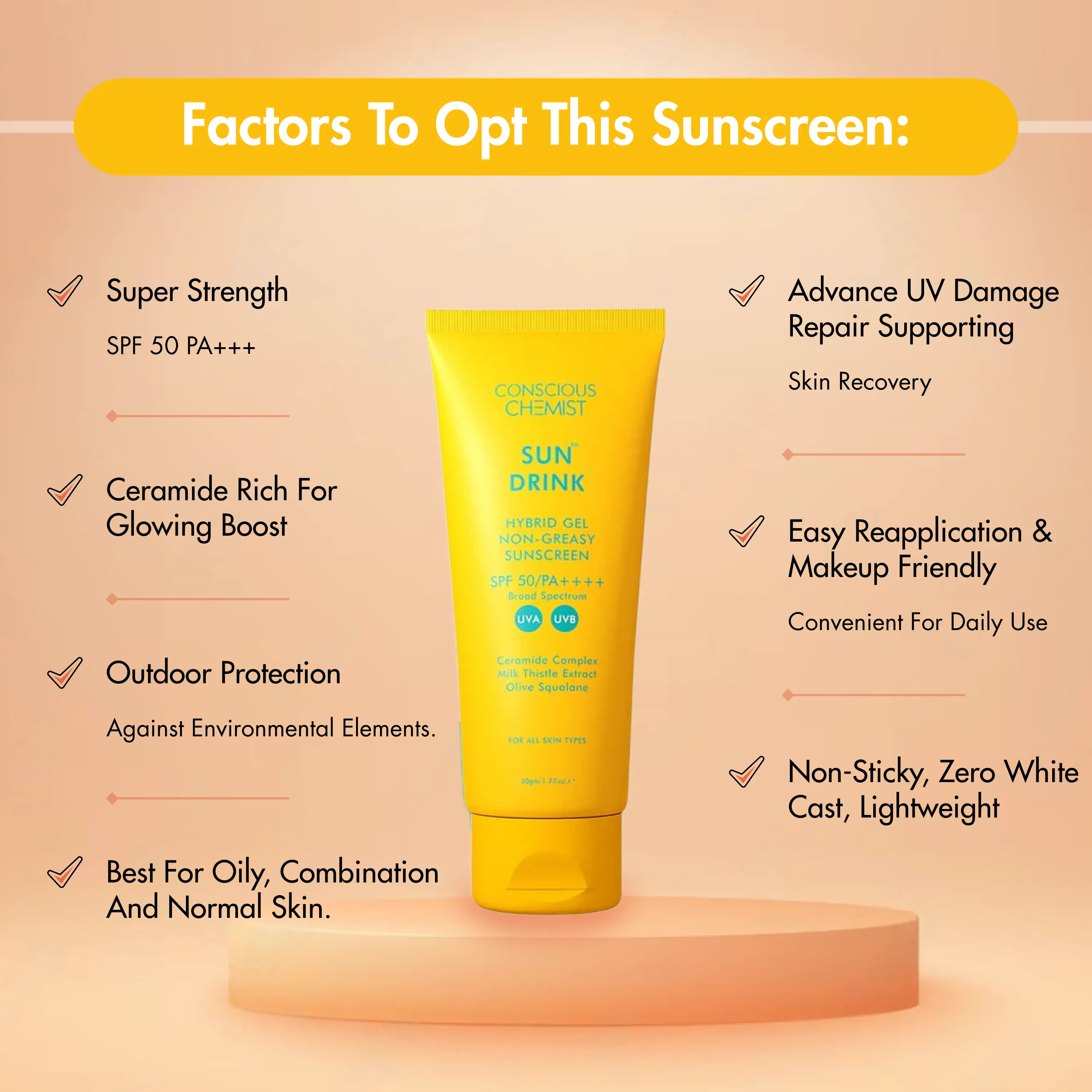 Ceramide Sunscreen | Dewy & Lightweight | SPF50 PA     | Oil-Free