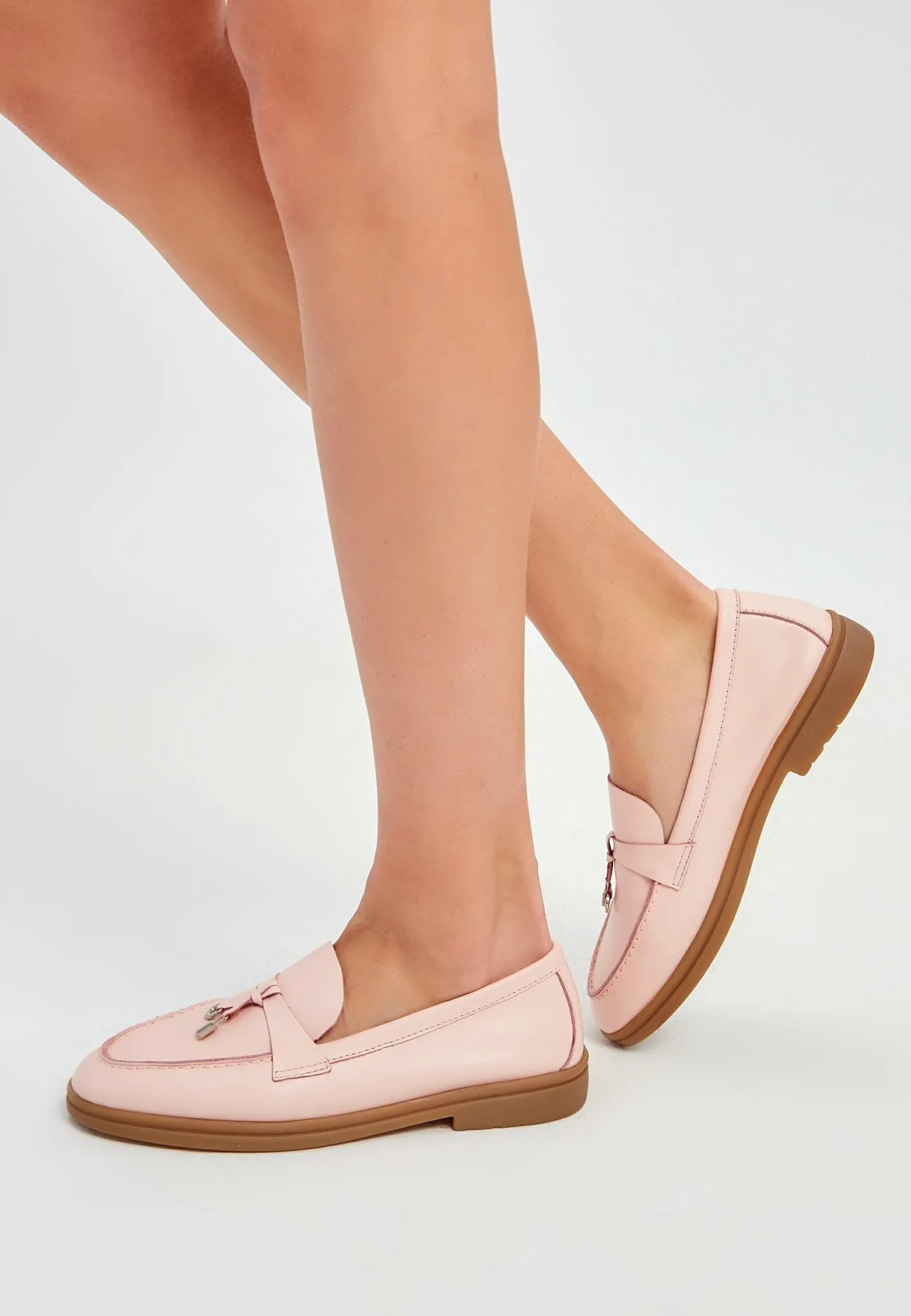 Classic Flat Sole Loafers - Pink