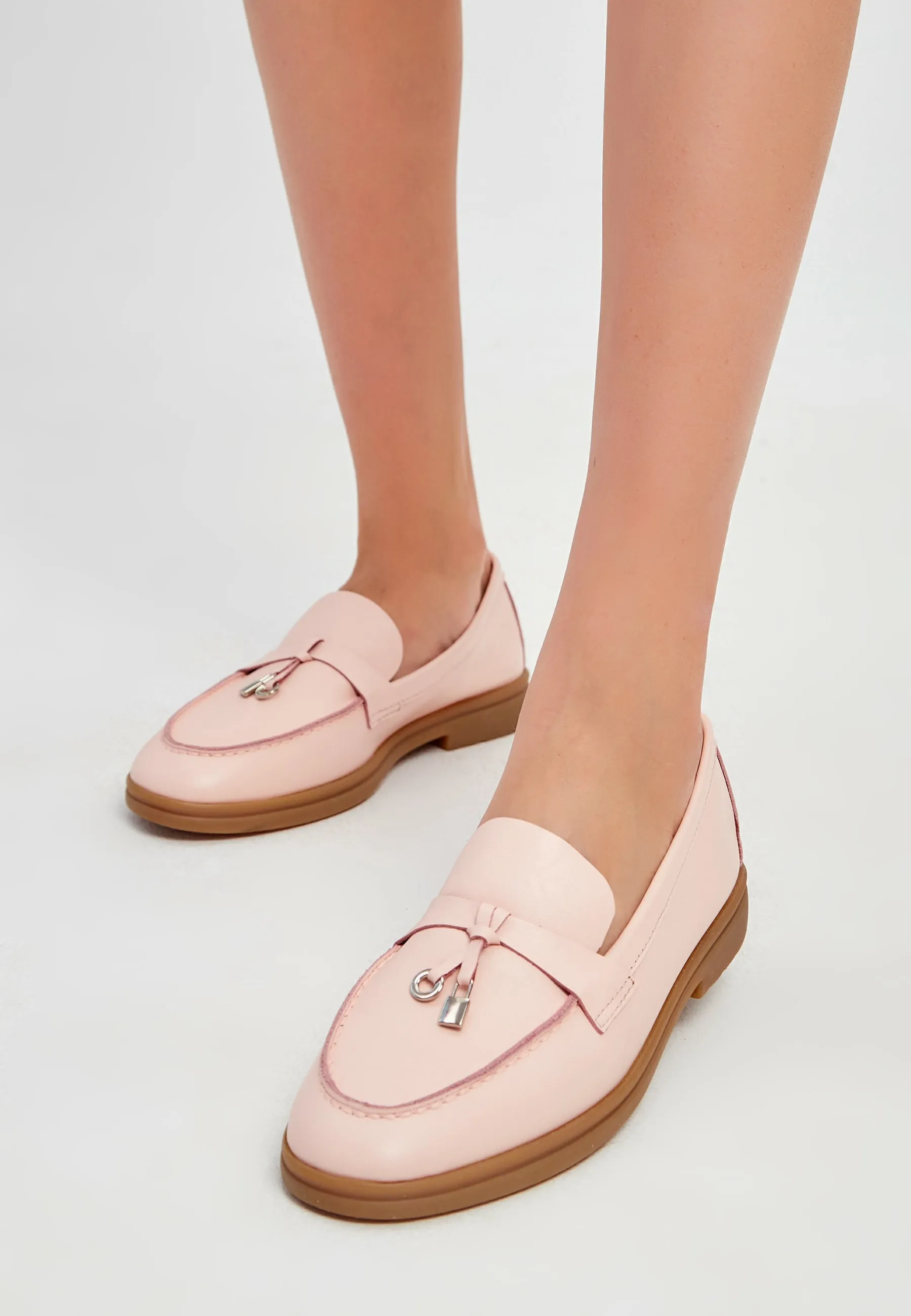 Classic Flat Sole Loafers - Pink