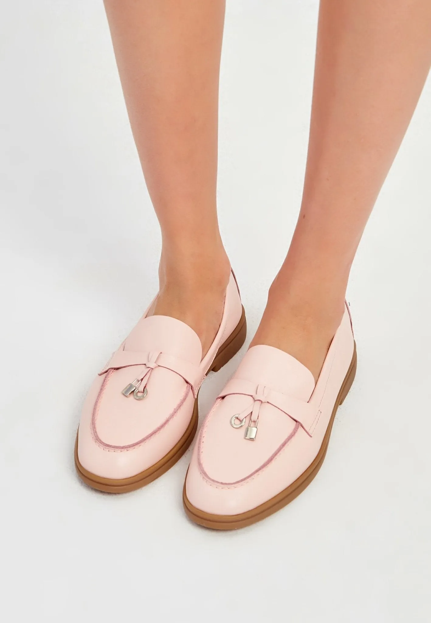 Classic Flat Sole Loafers - Pink