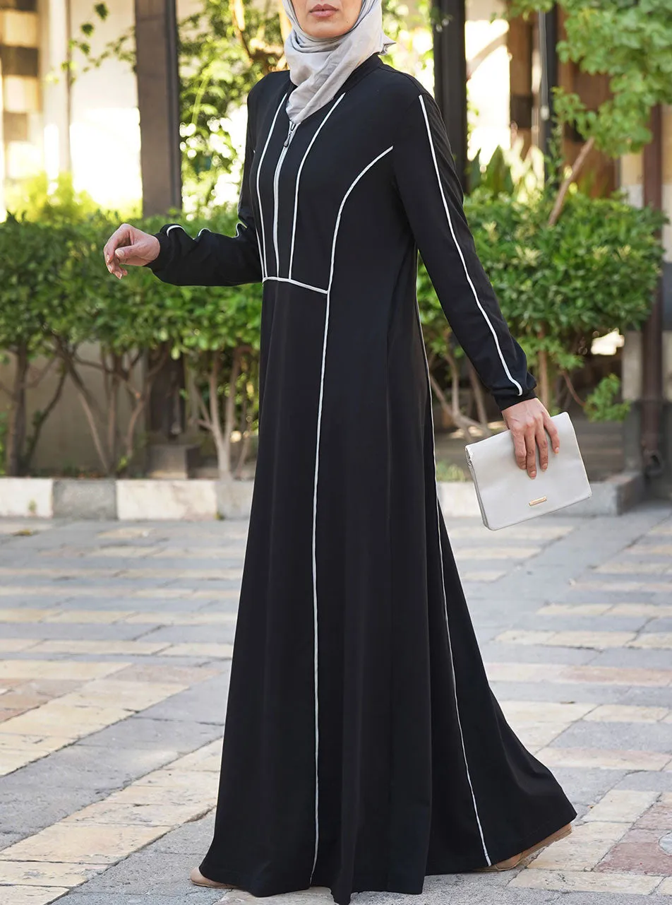 Contrast Trim Jersey Maxi Dress