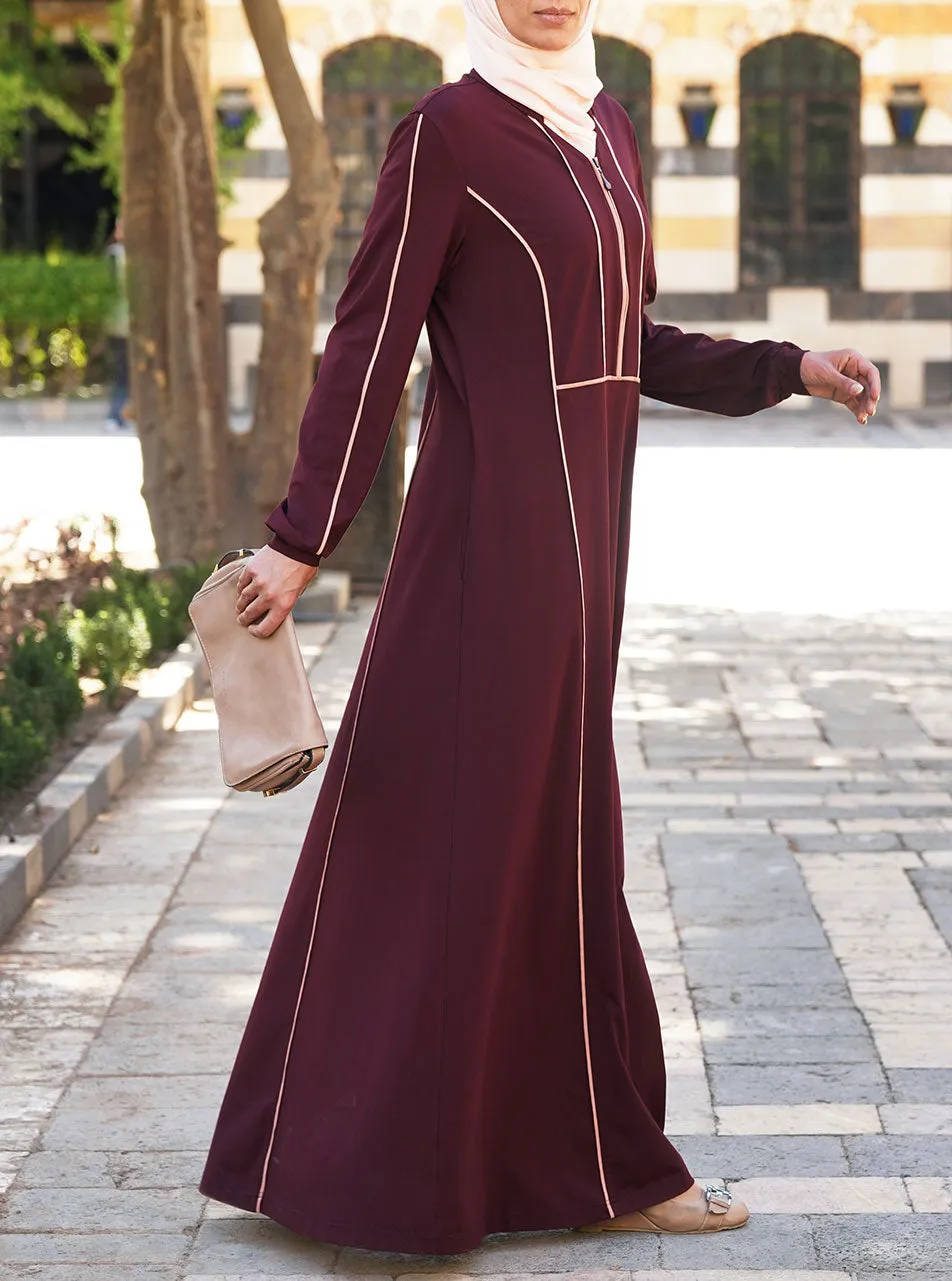 Contrast Trim Jersey Maxi Dress