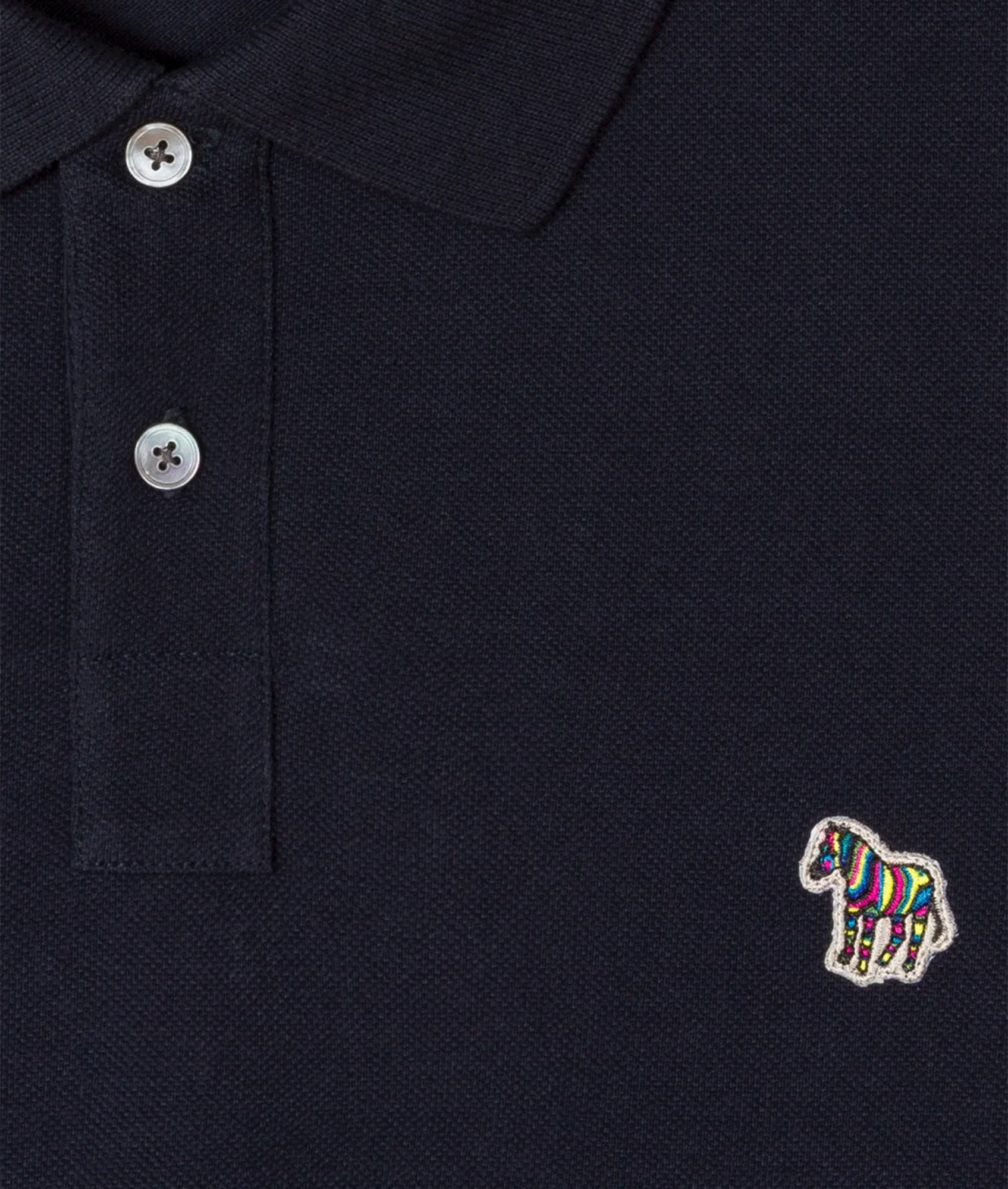 Cotton-Piqué Zebra Polo Shirt - Navy