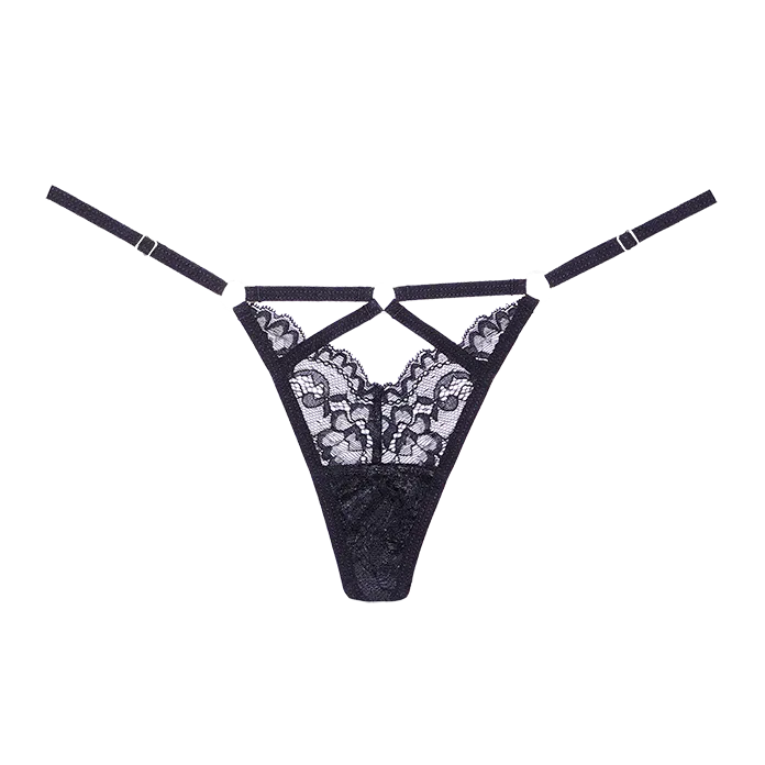 Do Not Disturb Lace Thong - Black