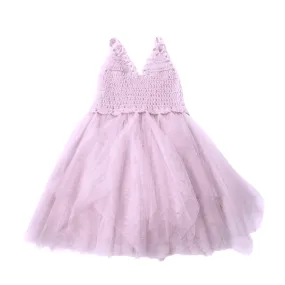 DOLLY by Le Petit Tom ® CROCHET TUTU DRESS V-NECK lavender