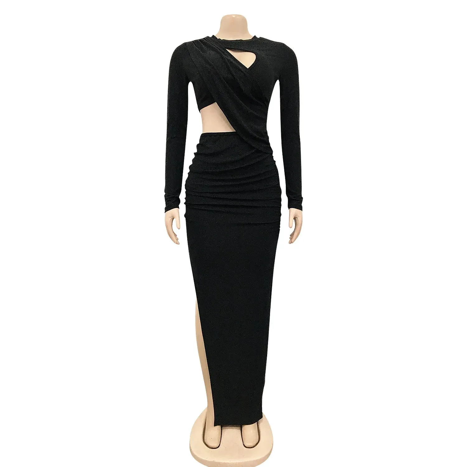 DressBetty - 2024 Elegant Sexy O Neck Long Women Dress Cut Out Dresses