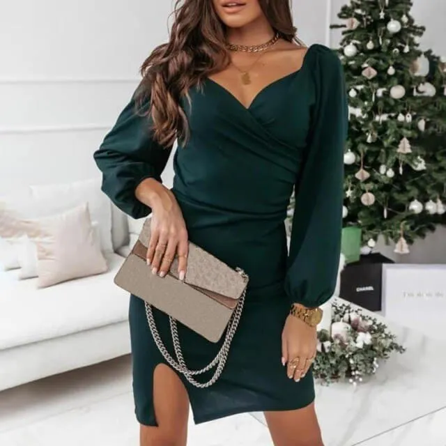 DressBetty - Sexy Mini Dress Women Women's Long Sleeve Casual Dresses Button Down Slim Solid Knit Party Club Dress