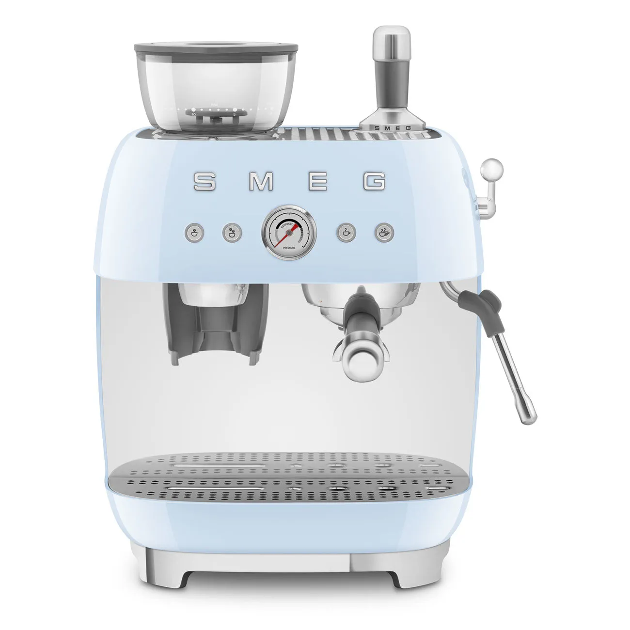 Espresso coffee machine Retro-style Pastel blue Glossy