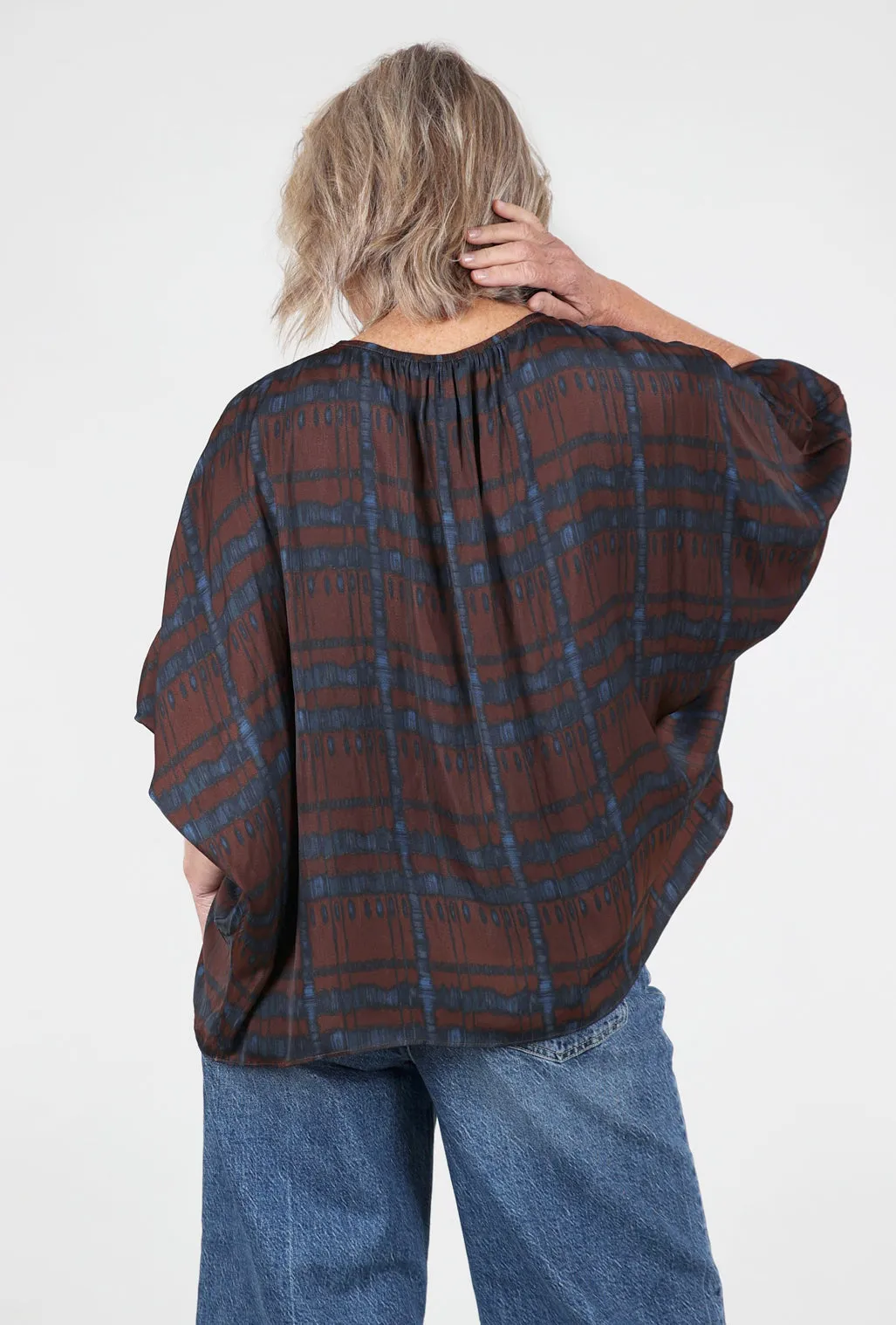 Flowing Gather Sleeve Blouse, Cocoa