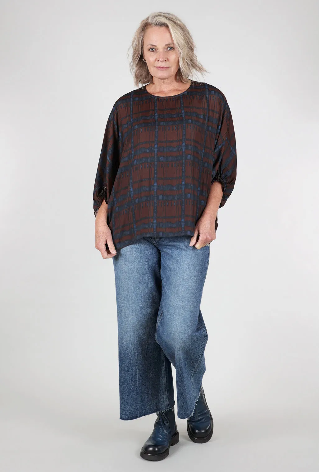 Flowing Gather Sleeve Blouse, Cocoa