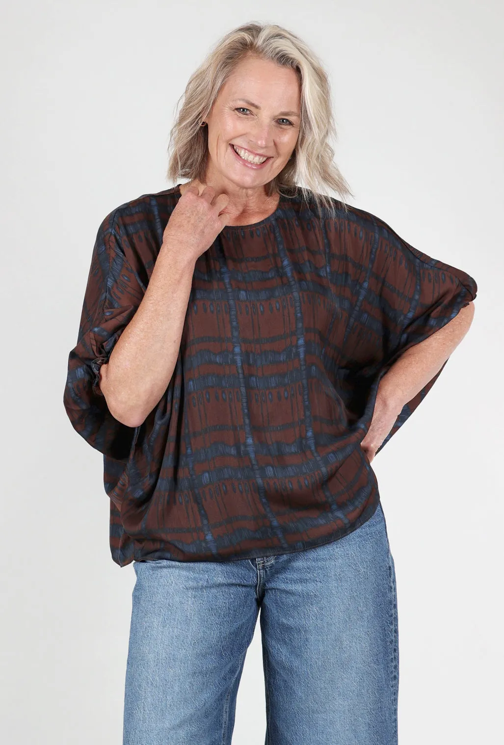 Flowing Gather Sleeve Blouse, Cocoa