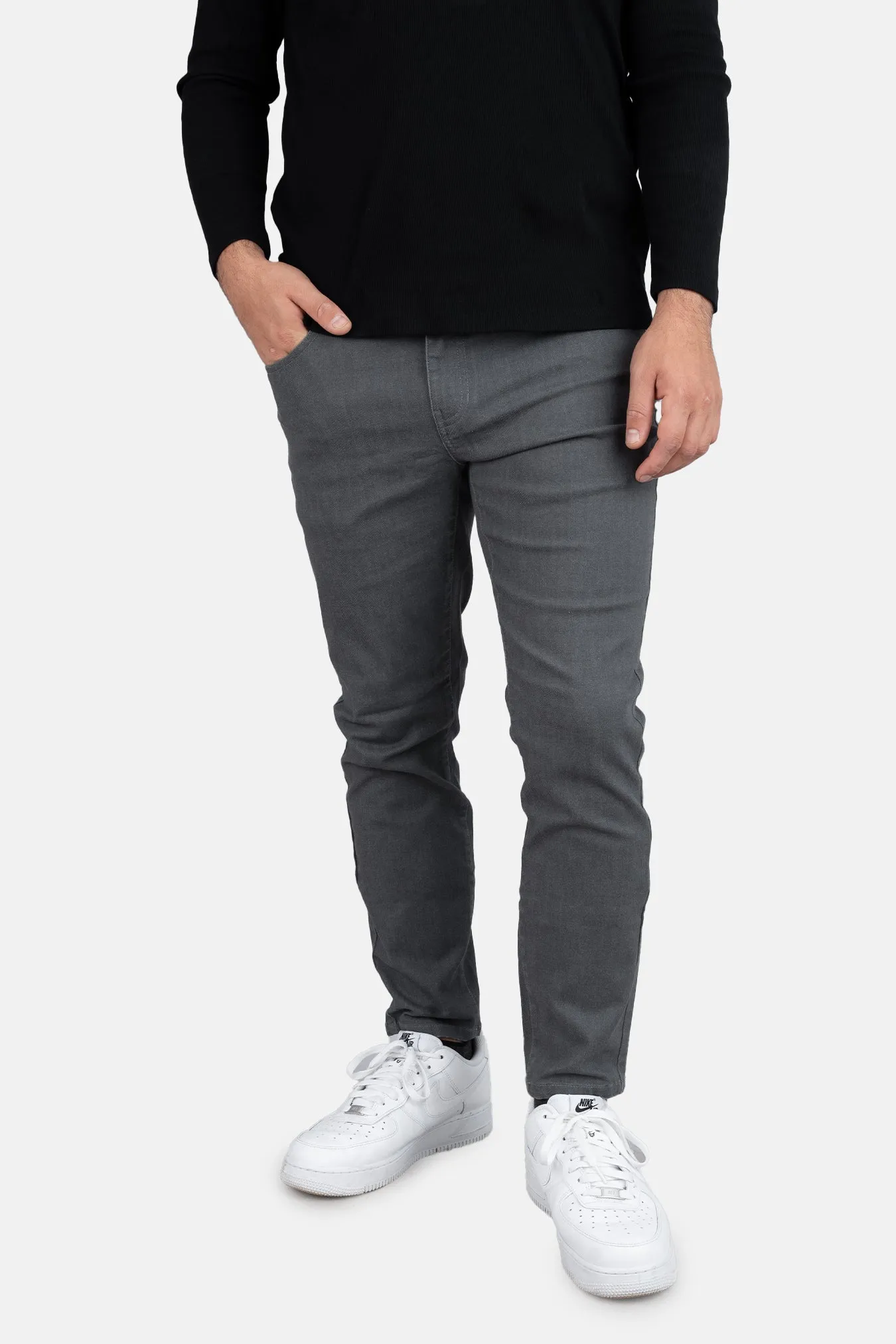 Garment Dyed Stretch Jeans Charcoal