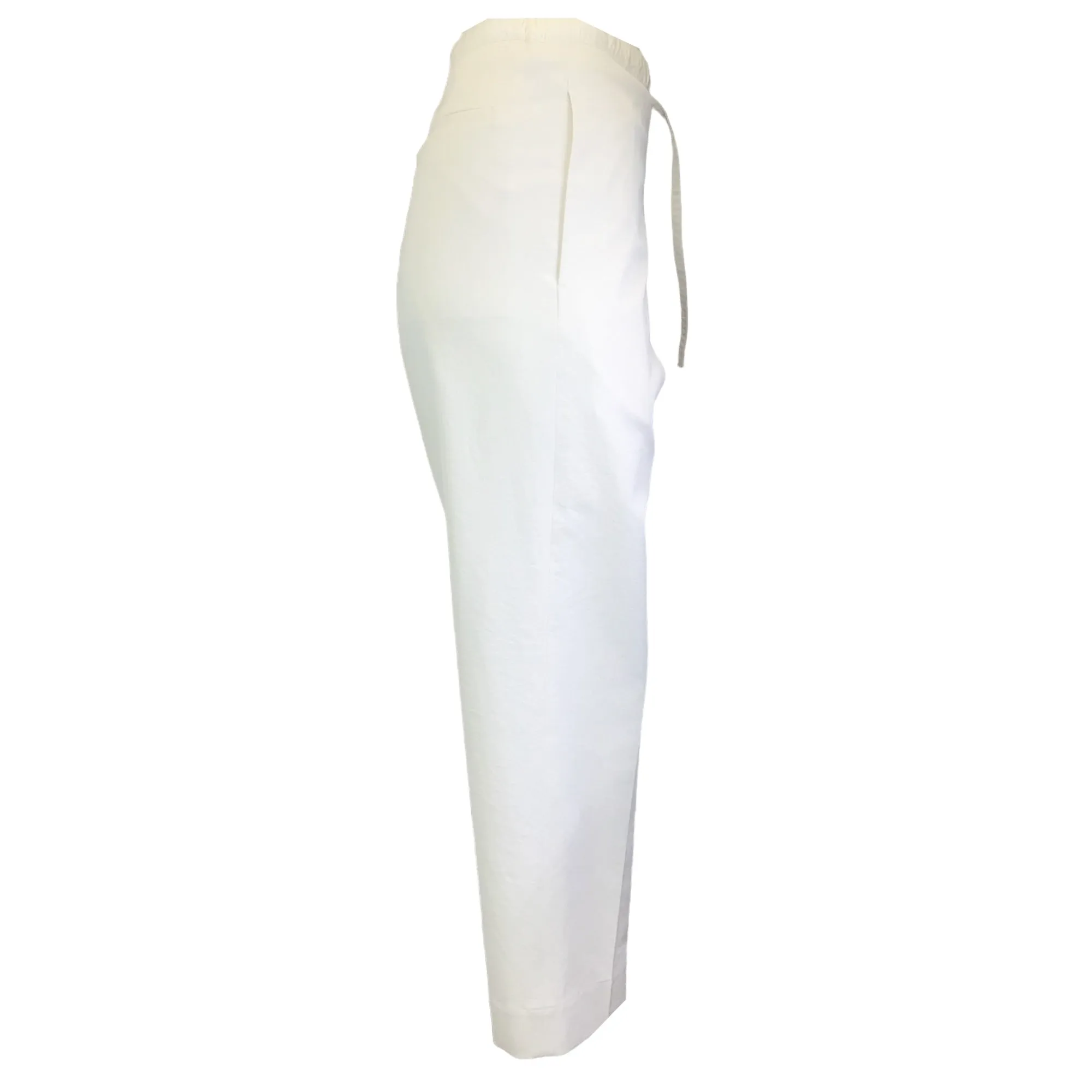 Jil Sander White Cotton and Linen Drawstring Pants