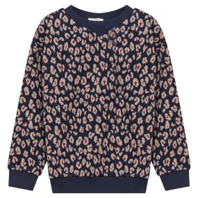 K4208-PRINTED SWEAT TOP-DENIM BLUE/BERRY