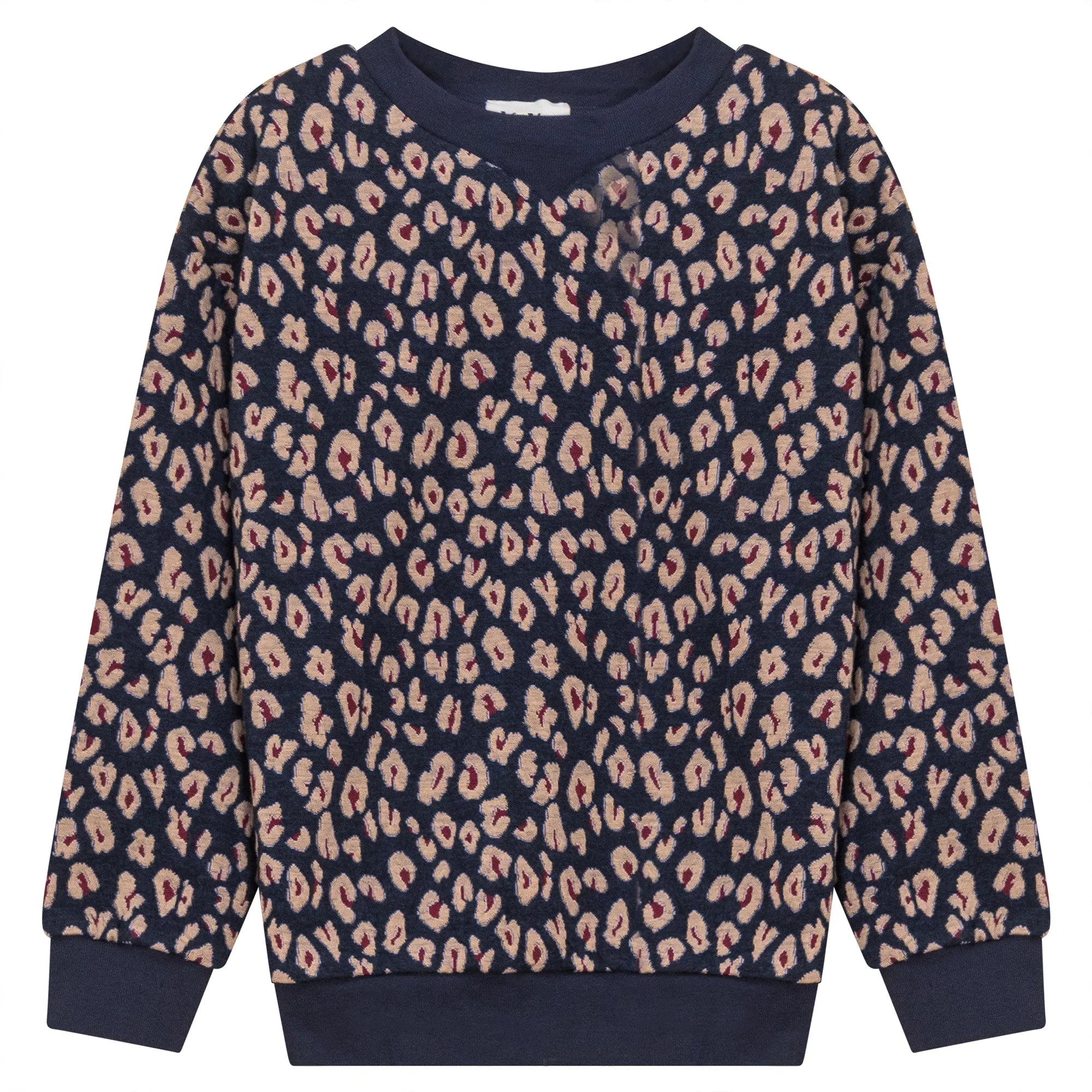 K4208-PRINTED SWEAT TOP-DENIM BLUE/BERRY