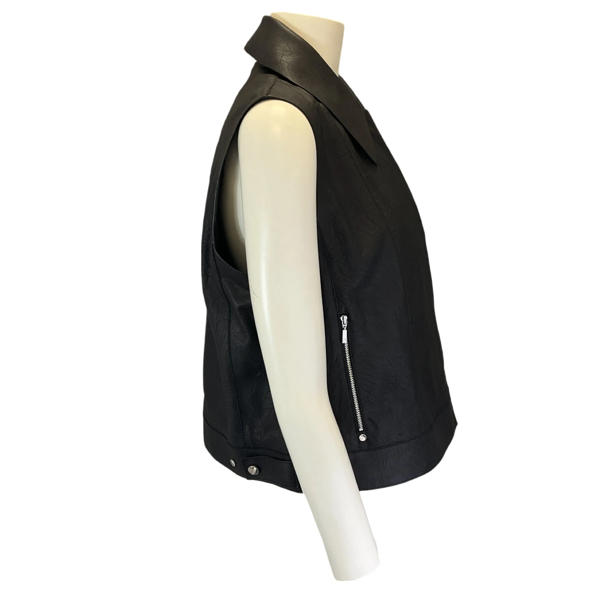 Lafayette 148 New York Black Moto Zip Leather Vest