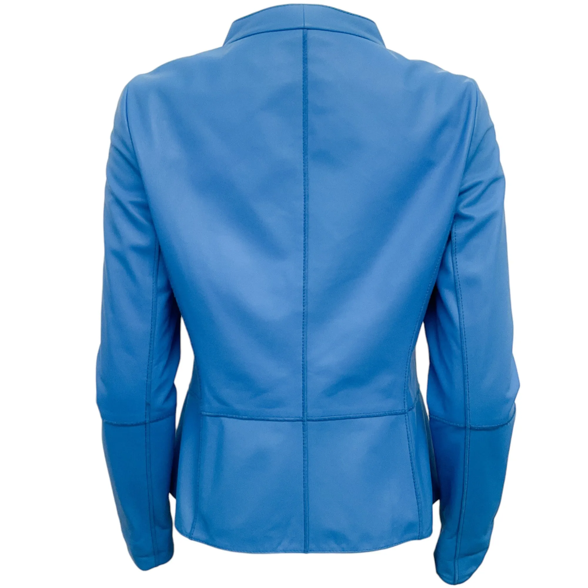 Lafayette 148 New York Blue Leather Jacket