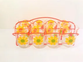 Libbey Mid-Century Retro Flower Power 9 Piece Bar Set