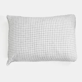 Linen Standard Pillowcase in Black Check