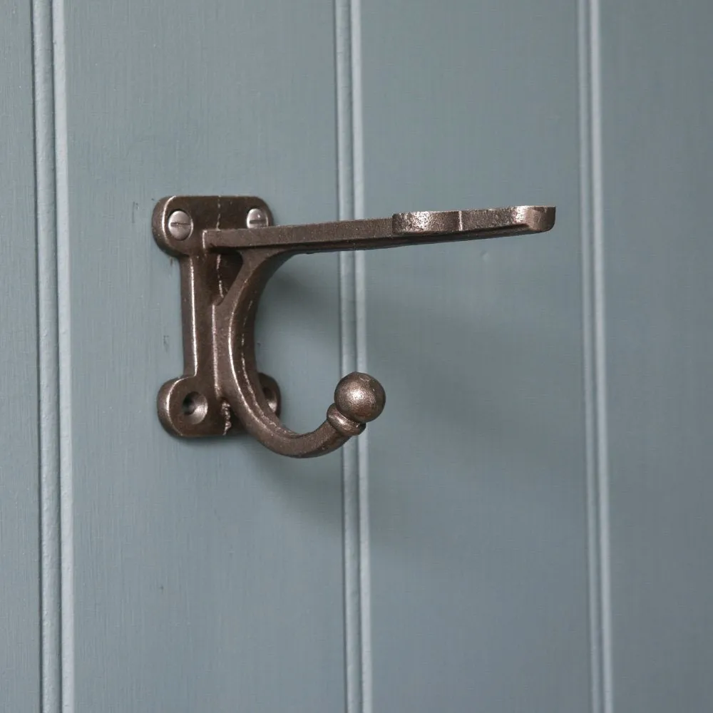 Lobby Shelf Bracket With Hook - Cast Iron