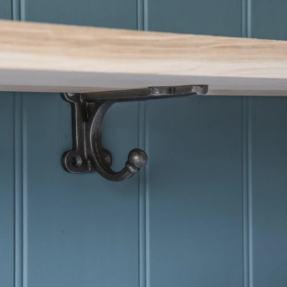 Lobby Shelf Bracket With Hook - Cast Iron