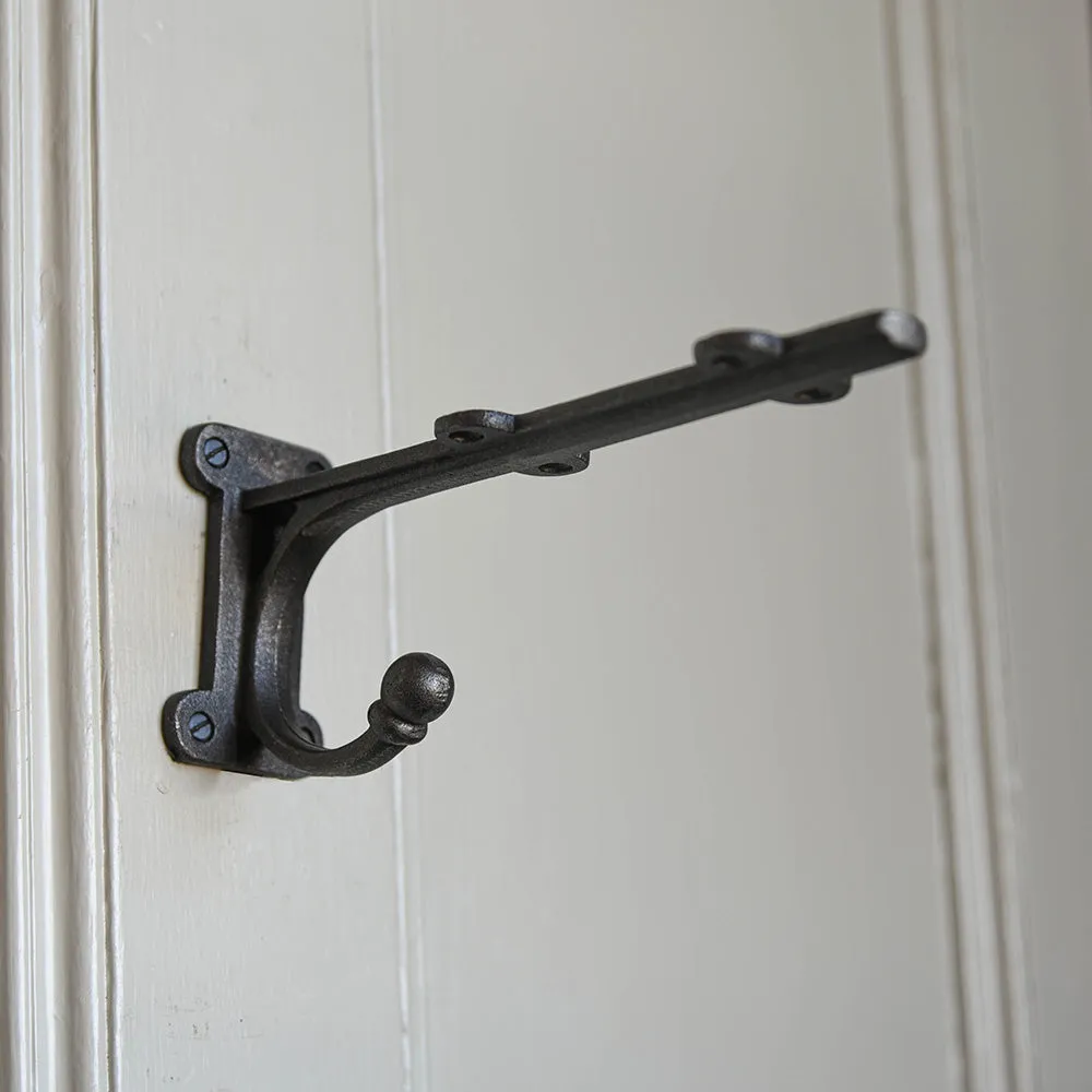 Lobby Shelf Bracket With Hook - Cast Iron