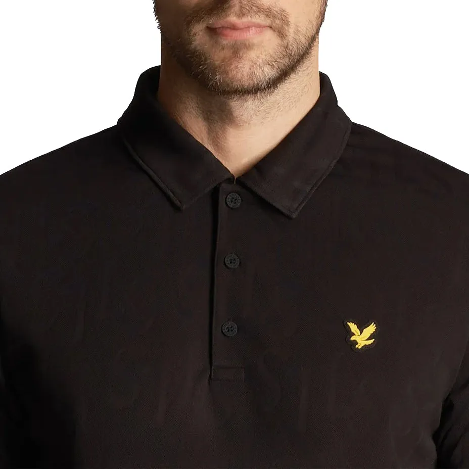 Lyle & Scott Monogram Jacquard Golf Polo Shirt - Jet Black