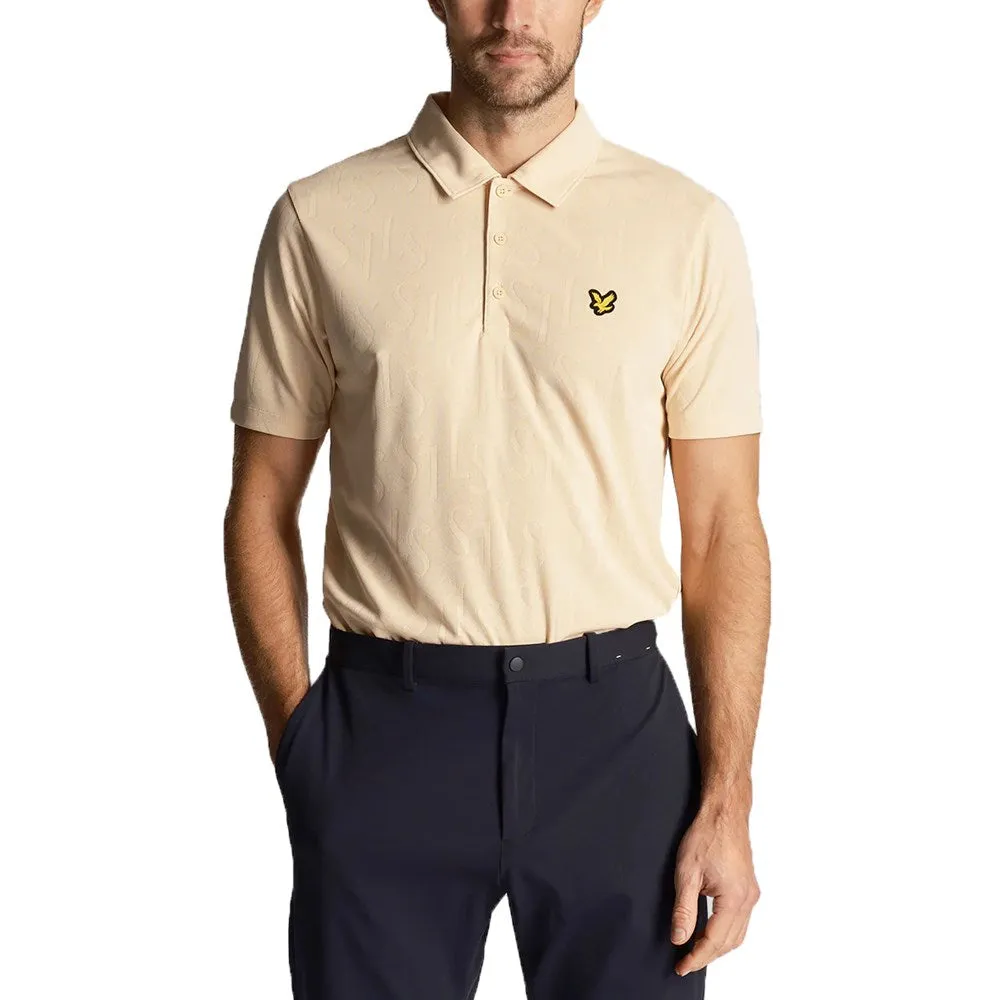 Lyle & Scott Monogram Jacquard Golf Polo Shirt - Sand Dune