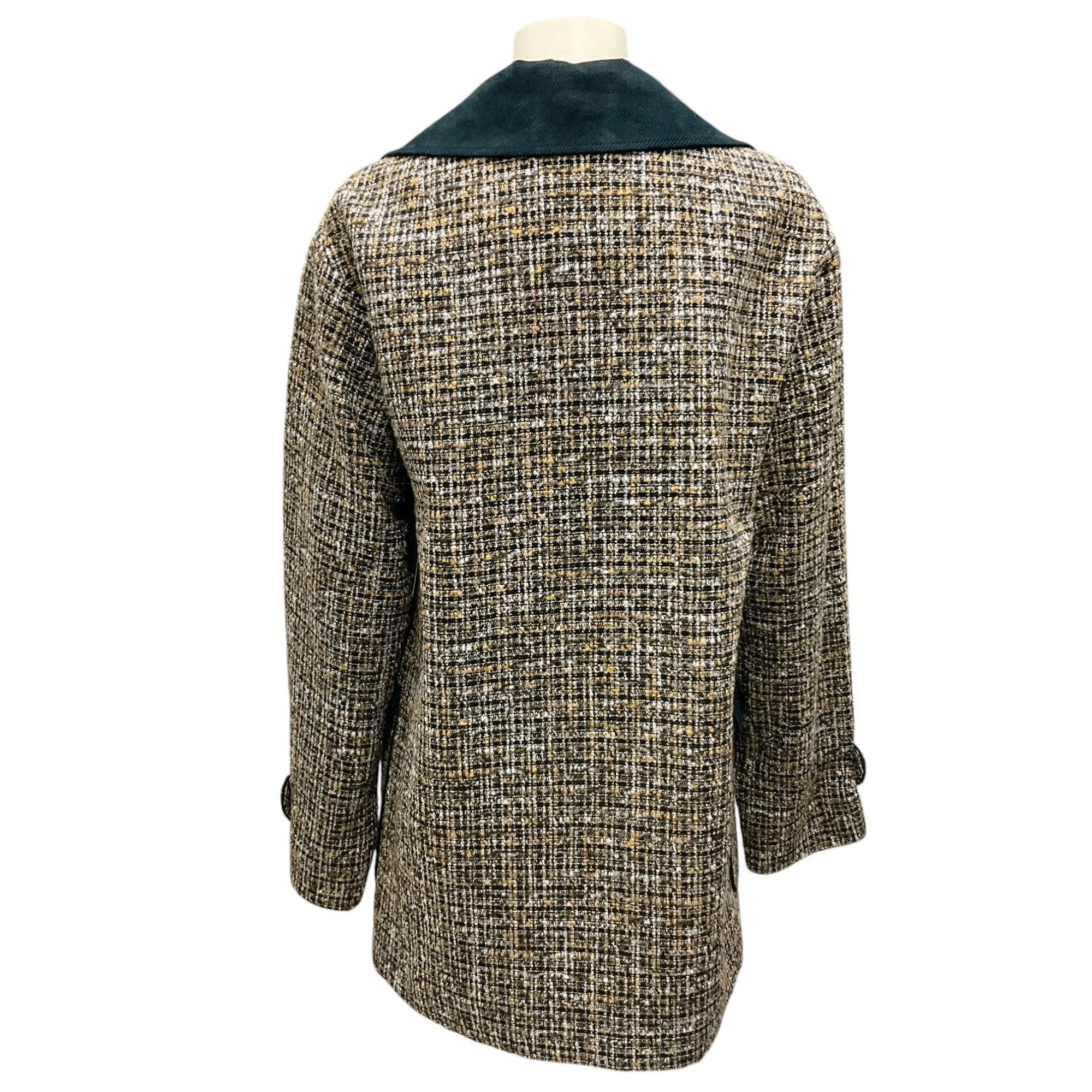 Malej Brown / Black Multi Corduroy Trimmed Tweed Coat