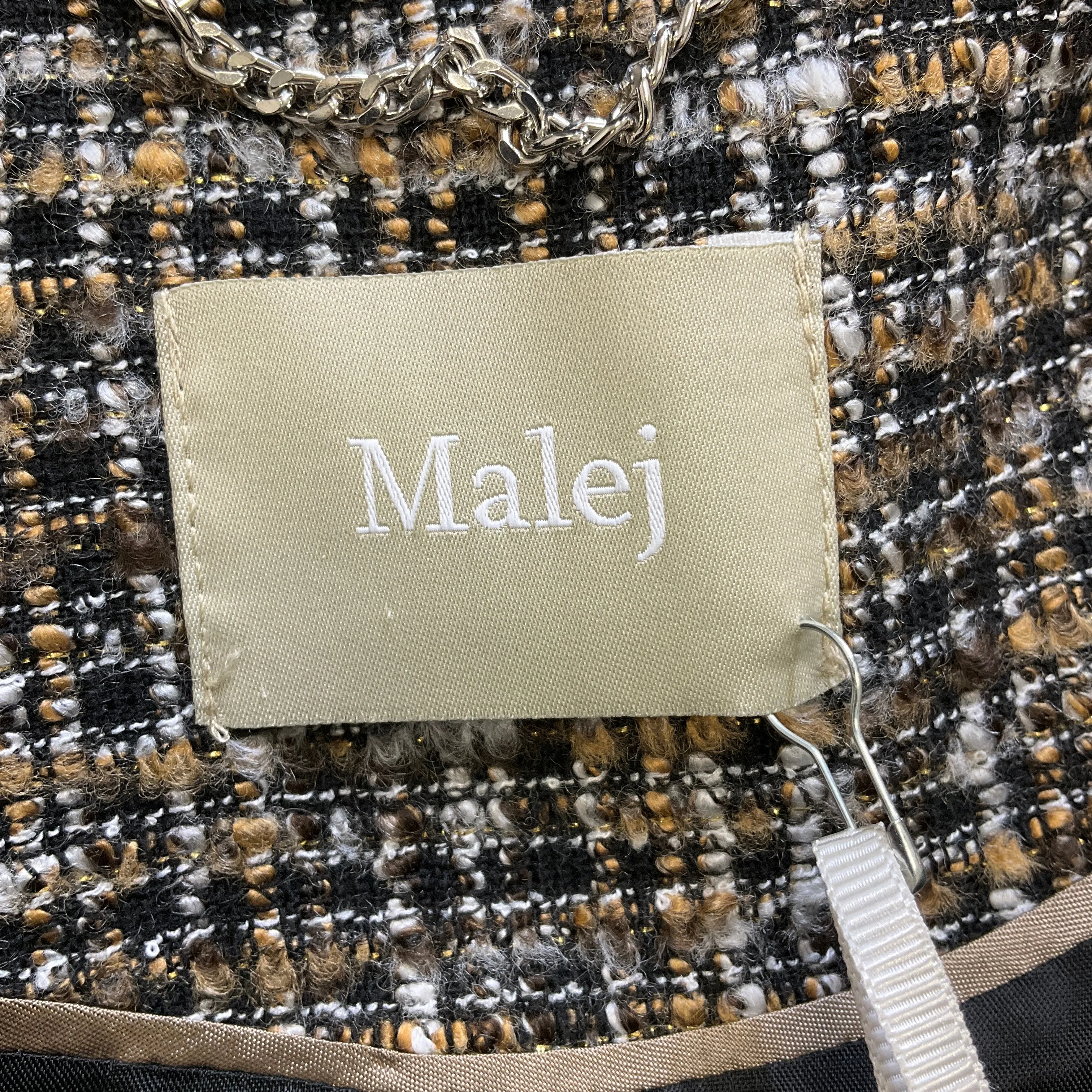 Malej Brown / Black Multi Corduroy Trimmed Tweed Coat