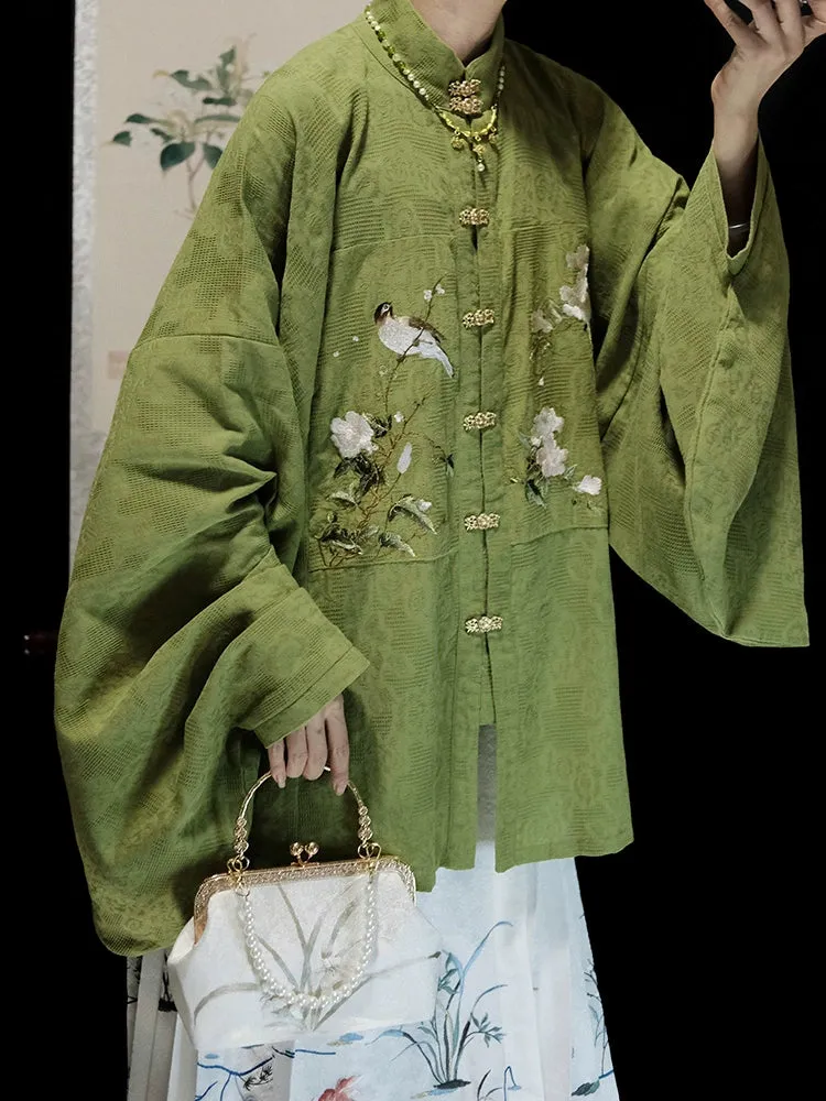 Ming Yun 明韵 Embroidered Liling Duijin Pipa Sleeve Cotton Ao Shirt