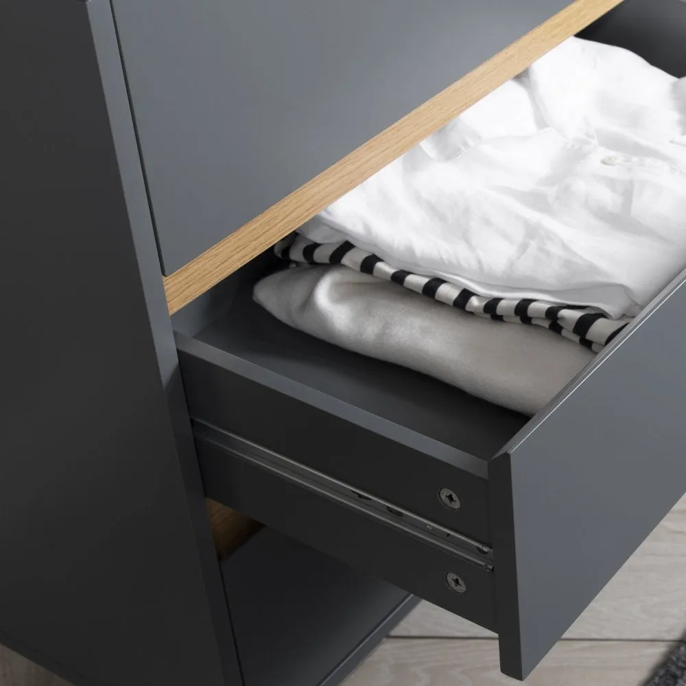 Otto Chest of Drawers Wide 3 Drawer in Grey