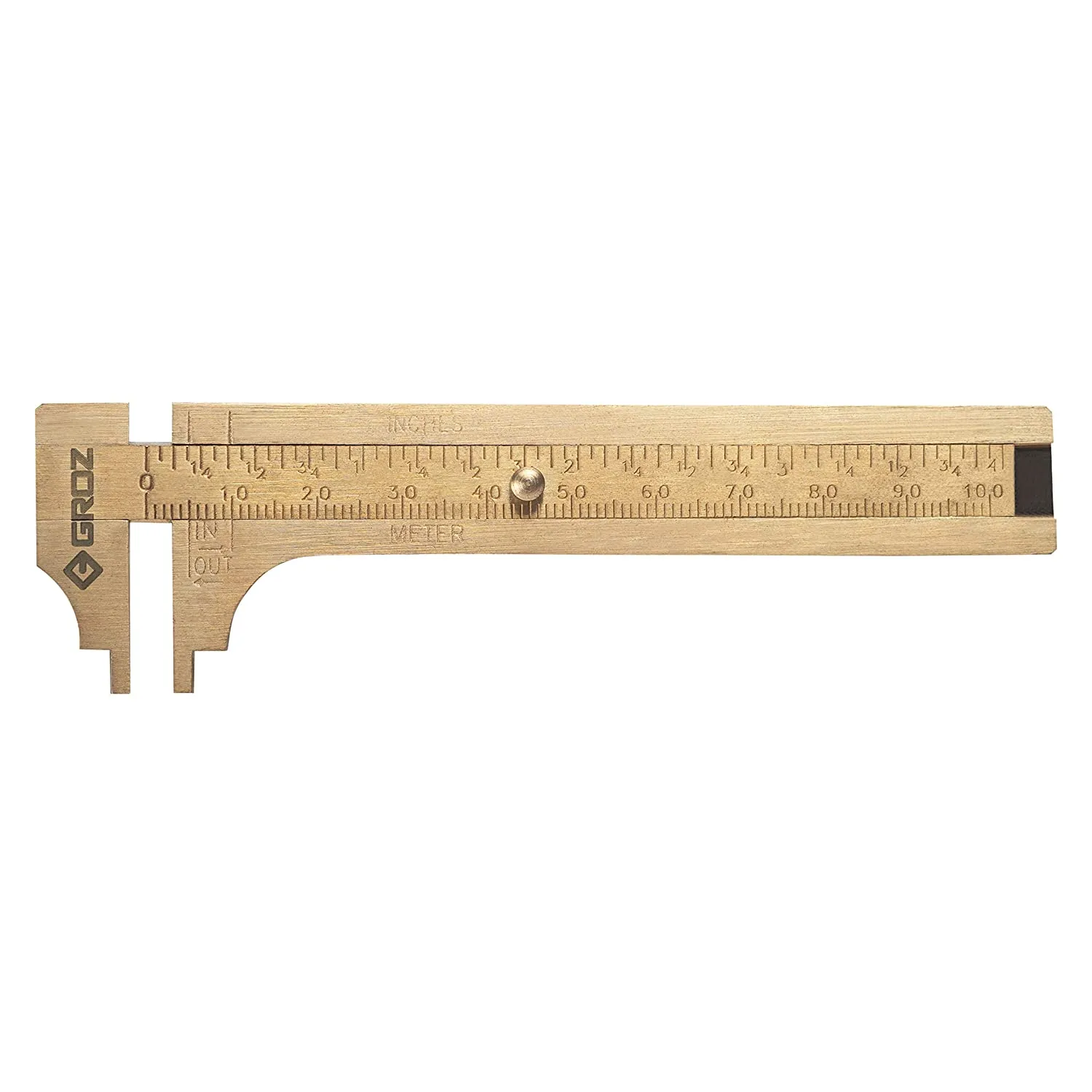 Pocket Brass Caliper, Internal and External, 4"