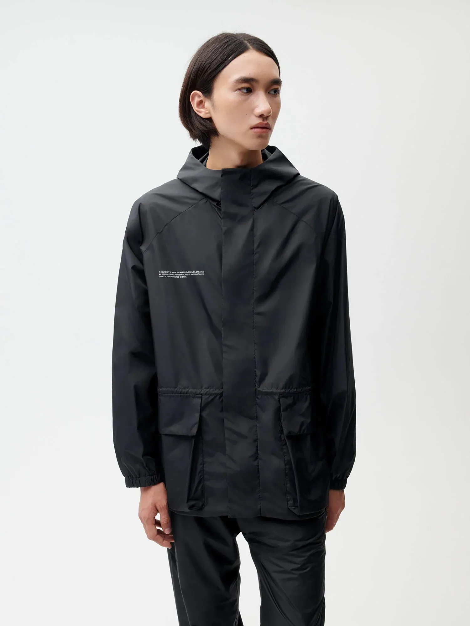 Recycled Nylon Color Block Jacket—black