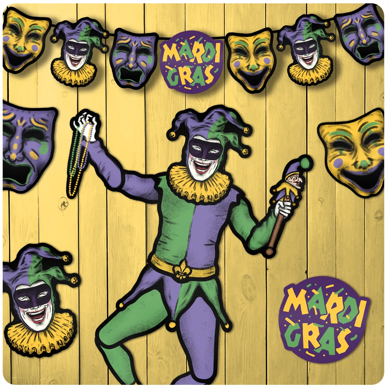 Retro Inspired Mardi Gras Hanging Banner