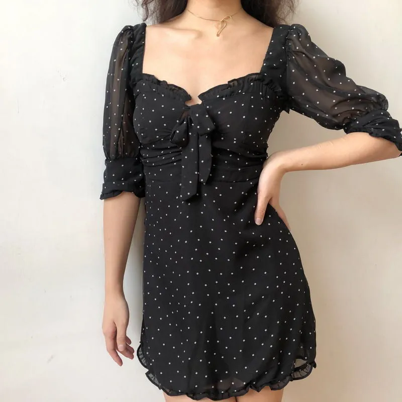 Short Sleeve Polka Dot Mini Dress